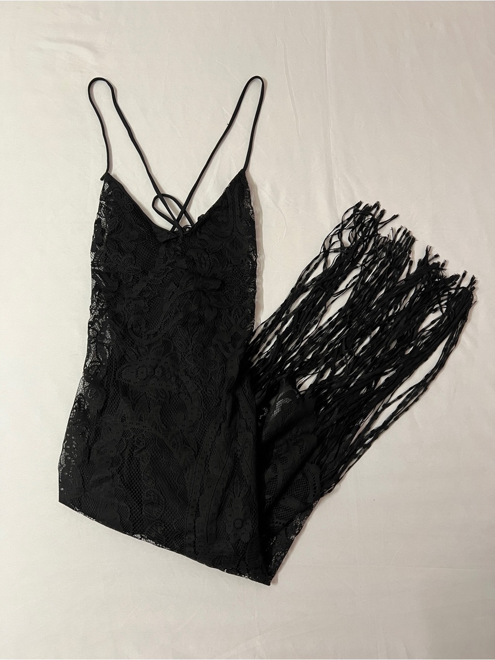 Charlotte Russe Lace Fringed Bodycon Dress